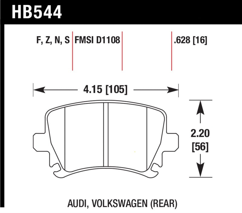 Hawk 06 Audi A6 Quattro Avant / 06-09 A6 Quattro  HP+ Rear Brake Pads - Eaton Motorsports
