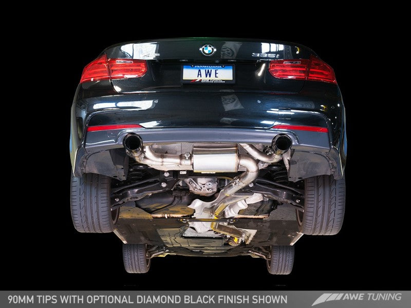 AWE Tuning BMW F3X 335i/435i Touring Edition Axle-Back Exhaust - Diamond Black Tips (102mm) - Eaton Motorsports