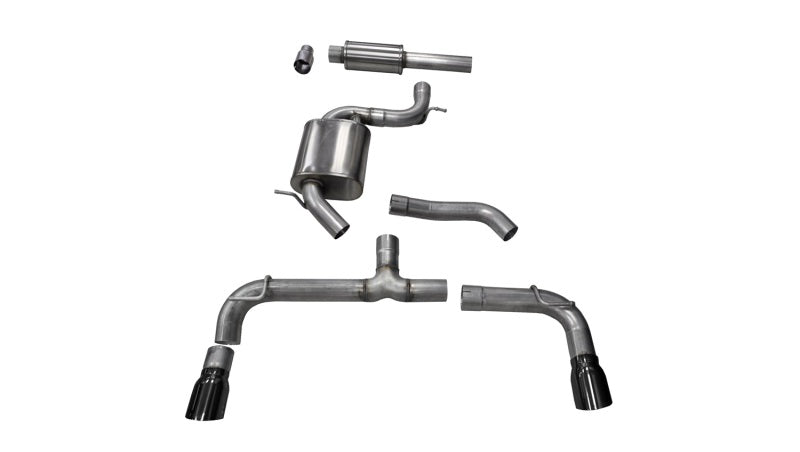 Corsa 14-15 Volkswagen GTI Mk7 Black Sport 3.0in Cat-Back Dual Rear Exit with Single Pro-Series Tips - Eaton Motorsports
