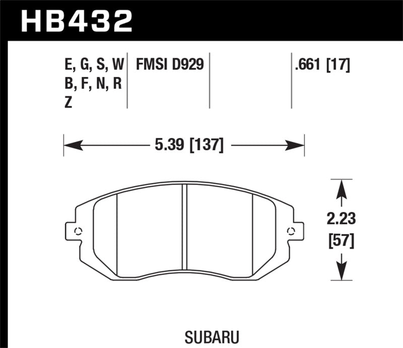 Hawk 03-05 WRX / 08 WRX D929 DTC-60 Race Front Brake Pads - Eaton Motorsports