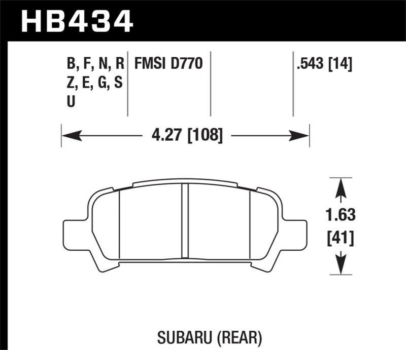 Hawk 02-03 WRX / 05-08 LGT D770 Performance Ceramic Street Rear Brake Pads - Eaton Motorsports