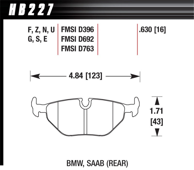Hawk 1992-1998 BMW 318i HPS 5.0 Rear Brake Pads - Eaton Motorsports