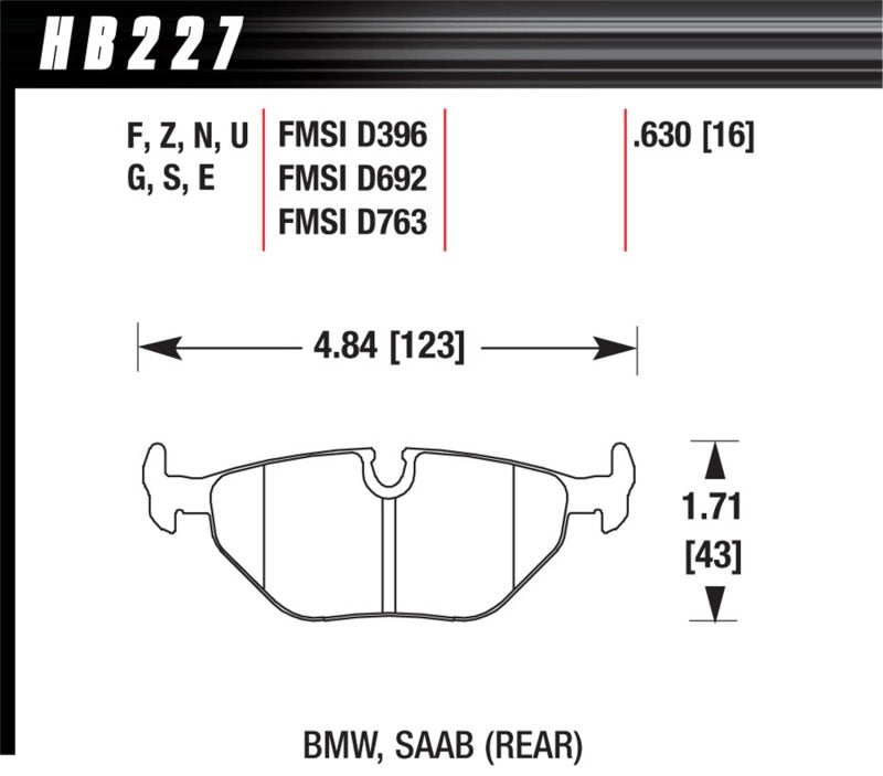 Hawk 1992-1998 BMW 318i HPS 5.0 Rear Brake Pads - Eaton Motorsports