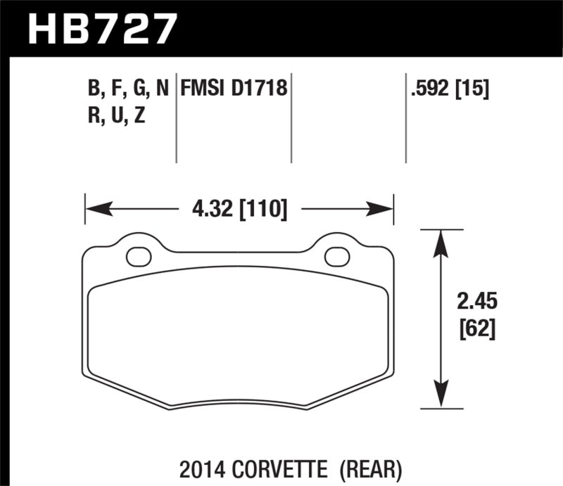 Hawk DTC-30 2015 Chevy Corvette Z06 Rear Race Brake Pads - Eaton Motorsports