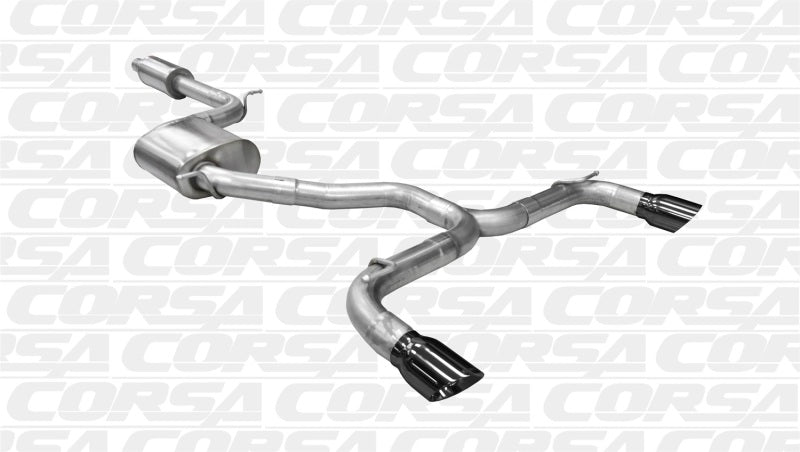 Corsa 14-15 Volkswagen GTI Mk7 Black Sport 3.0in Cat-Back Dual Rear Exit with Single Pro-Series Tips - Eaton Motorsports