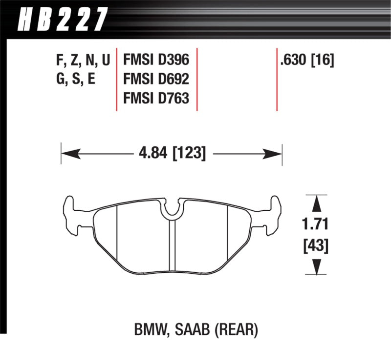 Hawk 1992-1998 BMW 318i HPS 5.0 Rear Brake Pads - Eaton Motorsports