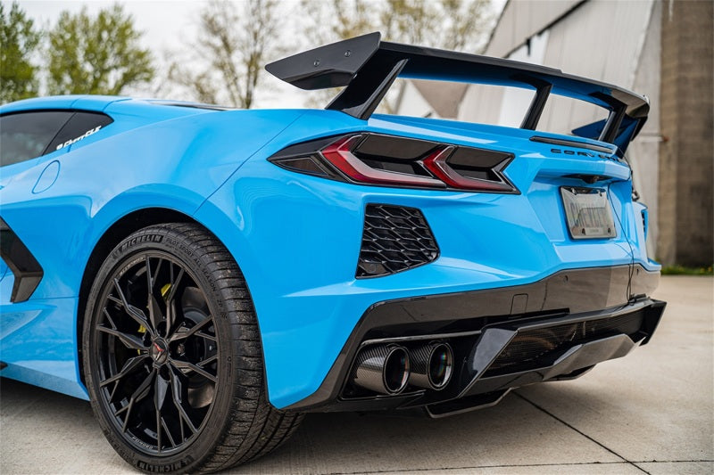 Corsa 20-23 Chevrolet Corvette C8 RWD 3in Delete 4 Valve Cat-Back w/NPP w/4.5in CF Black PVD Tips - Eaton Motorsports