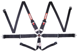 RaceQuip Black SFI CAMLOCK 6pt PU Lap HNR Seat Belt