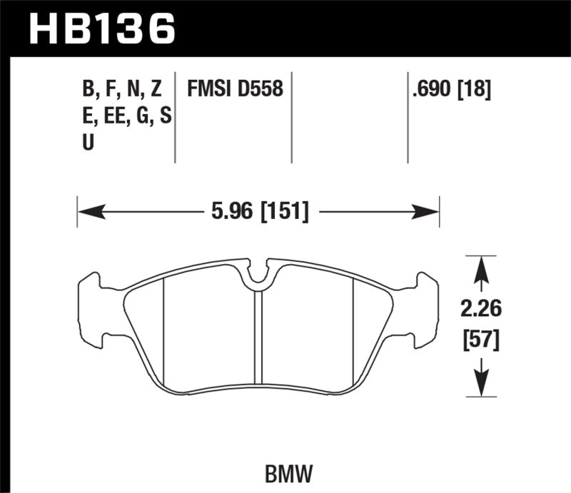 Hawk 92-99 BMW 318i / 01-07 325i / 98-00 328i HPS 5.0 Front Brake Pads - Eaton Motorsports