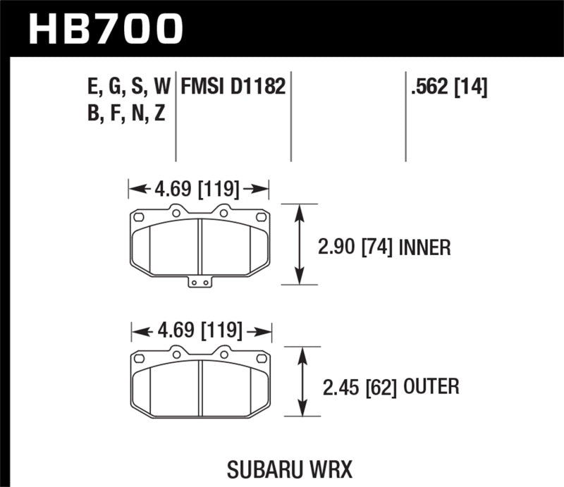 Hawk 06-07 Subaru Impreza WRX DTC-60 Front Race Brake Pads - Eaton Motorsports