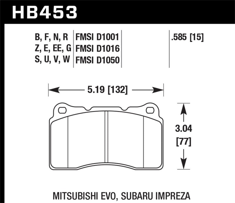 Hawk DTC-80 04-15 Subaru Impreza WRX/STI, 02-06/08-14 Mitsubishi Lancer Evo Front Brake Pads - Eaton Motorsports