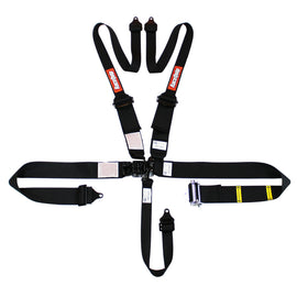RaceQuip L & L 5pt Ratchet HNR Harness Black - Eaton Motorsports