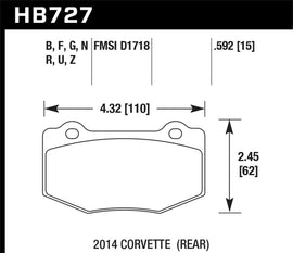 Hawk 2014 Chevrolet Corvette DTC-60 Rear Brake Pads - Eaton Motorsports