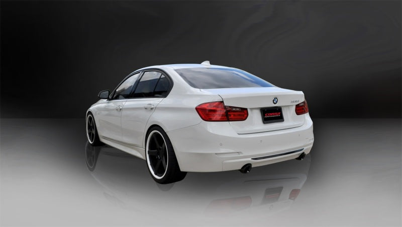 Corsa 12-14 BMW 335i Sedan RWD F30 3in Black Touring Dual Rear Single 3.5in Tip Cat-Back Exhaust - Eaton Motorsports