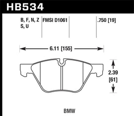Hawk 09-11 BMW Z4 / 04-05 525I / 08-11 128I / 06 325I/325XI / 07 328I/328XI HPS Street Front Brake P - Eaton Motorsports