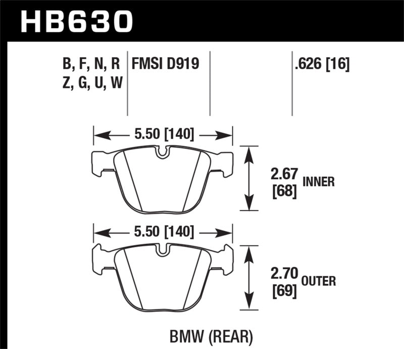 Hawk 04-10 BMW 535i/545i/550i / 04-10 645Ci/650i /02-09 745i/745Li/750 HP+ Street Brake Pads - Eaton Motorsports