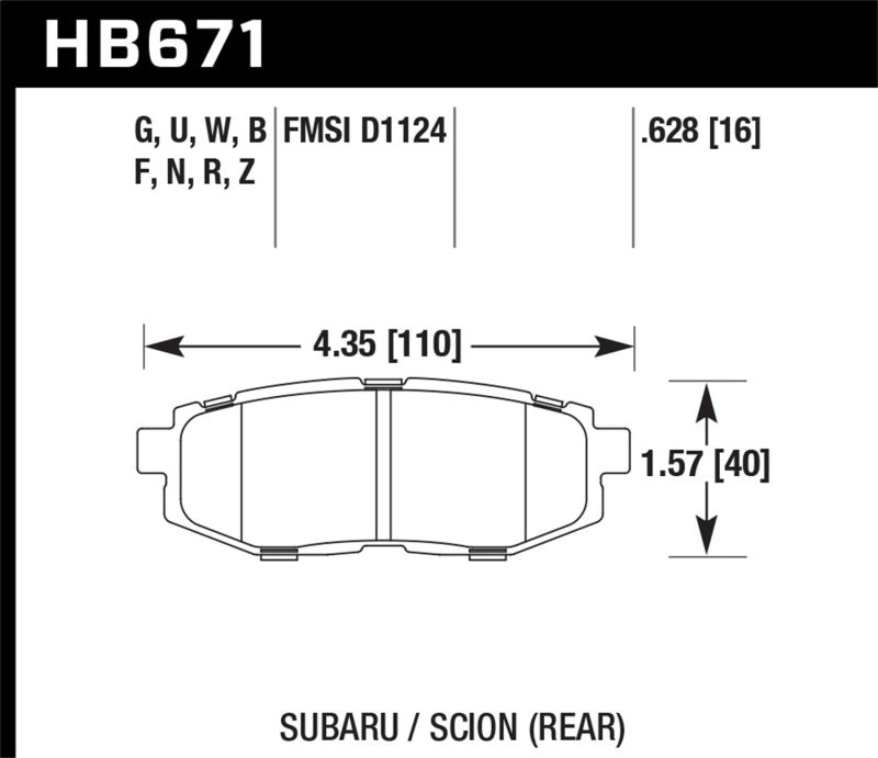 Hawk 13 Scion FR-S / 13 Subaru BRZ/10-12 Legacy 2.5 GT/3.6R HT-10 Race Rear Brake Pads - Eaton Motorsports