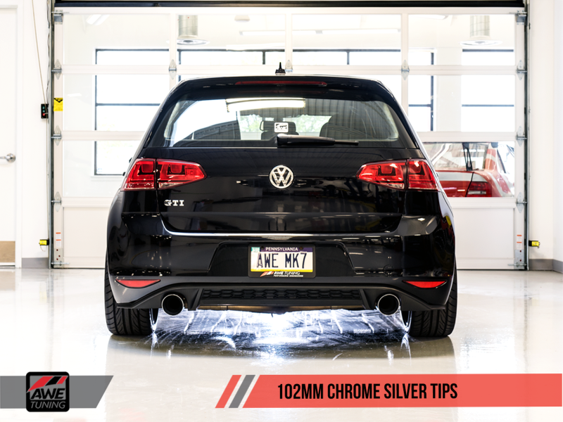AWE Tuning VW MK7 GTI Touring Edition Exhaust - Chrome Silver Tips - Eaton Motorsports
