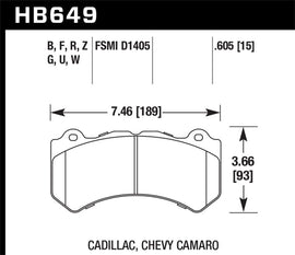 Hawk 08-12 Cadillac CTS-V / 12 Jeep Grand Cherokee (WK2) SRT8 DTC-60 Front Race Brake Pads - Eaton Motorsports