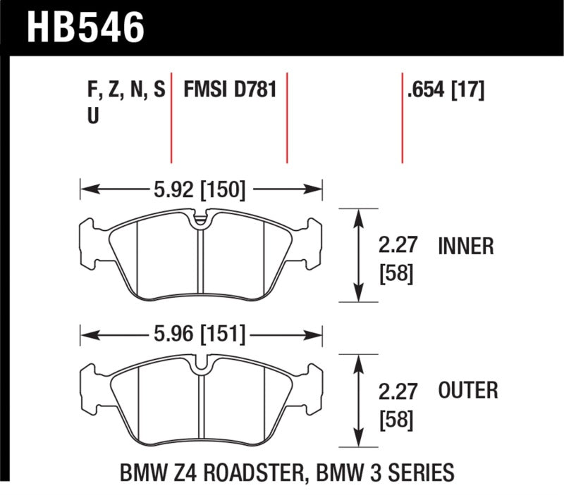 Hawk 08 BMW Z4 3.0L HPS 5.0 Front Brake Pads - Eaton Motorsports