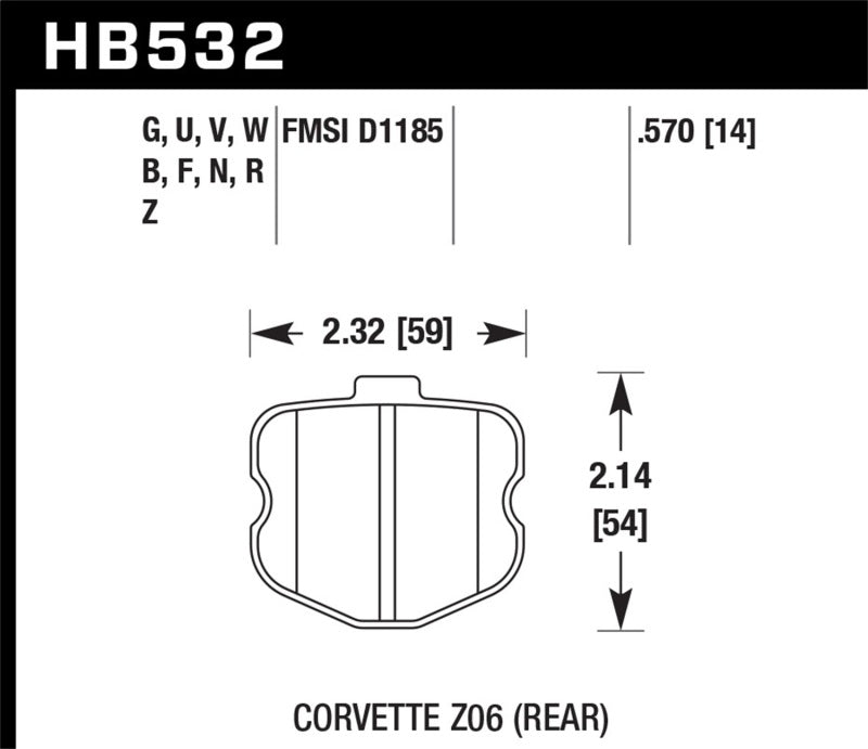 Hawk 06-10 Chevy Corvette (OEM Pad Design) Rear HPS Sreet Brake Pads - Eaton Motorsports