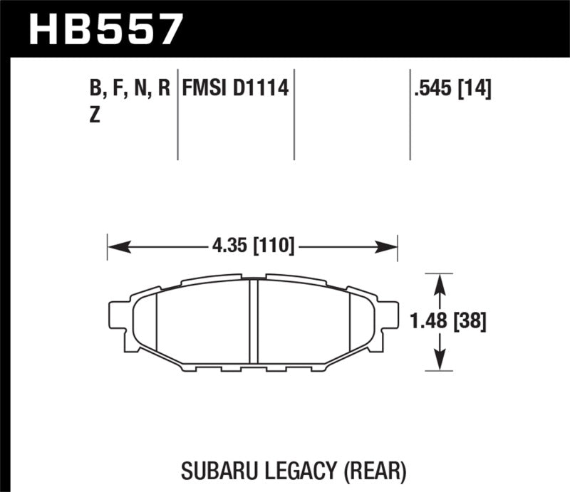 Hawk 2013-2014 Subaru BRZ Ltd (277mm Fr Disc/Solid Rr Disc) High Perf. Street 5.0 Rear Brake Pads - Eaton Motorsports