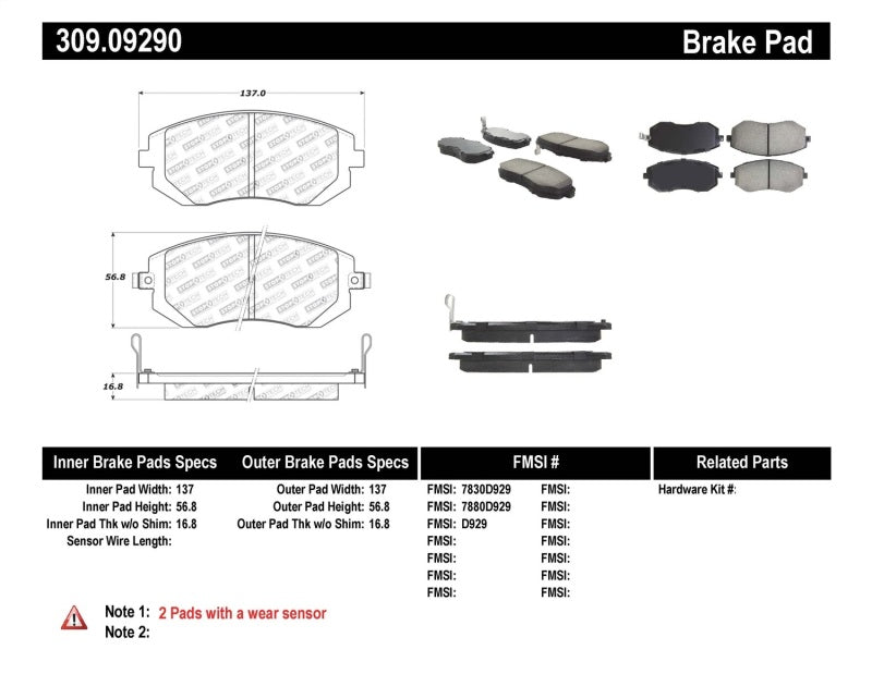 Stoptech 03-10 Subaru Forester/Impreza / 02-12 Subaru Legacy/Outback Sport Brake Pads - Front - Eaton Motorsports