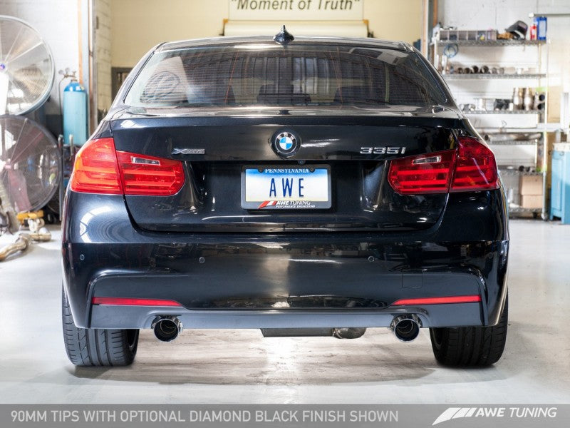 AWE Tuning BMW F3X 335i/435i Touring Edition Axle-Back Exhaust - Chrome Silver Tips (90mm) - Eaton Motorsports