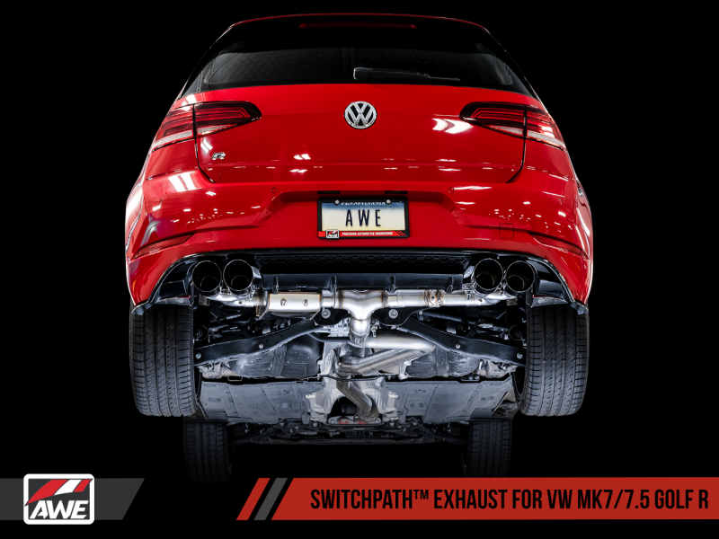 AWE Tuning Mk7 Golf R SwitchPath Exhaust w/Chrome Silver Tips 102mm - Eaton Motorsports