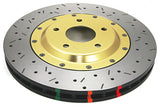 DBA 97-04 Corvette C5/C6 Front Drilled & Slotted 5000 Series 2 Piece Rotor Assembled w/ Gold Hat