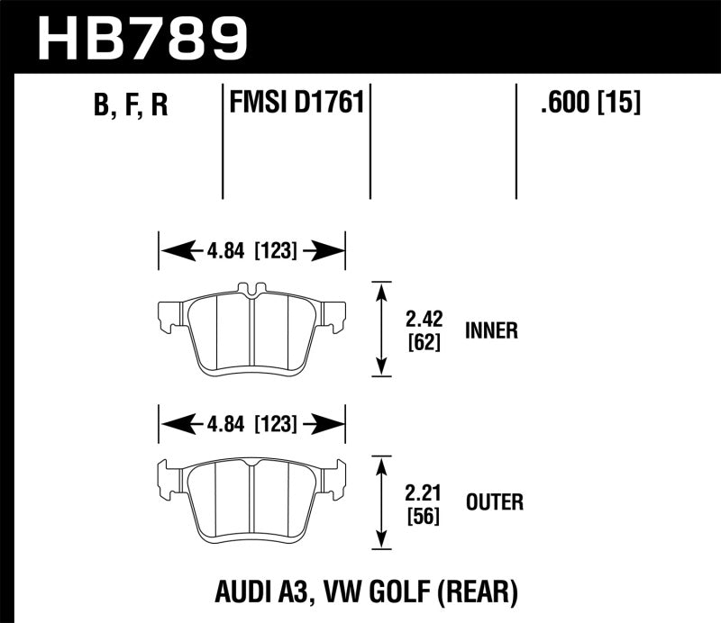 Hawk 15-17 Audi A3/A3 Quattro HPS 5.0 Rear Brake Pads - Eaton Motorsports