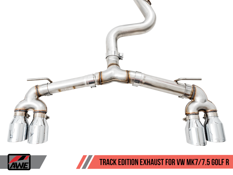 AWE Tuning Mk7 Golf R Track Edition Exhaust w/Chrome Silver Tips 102mm - Eaton Motorsports