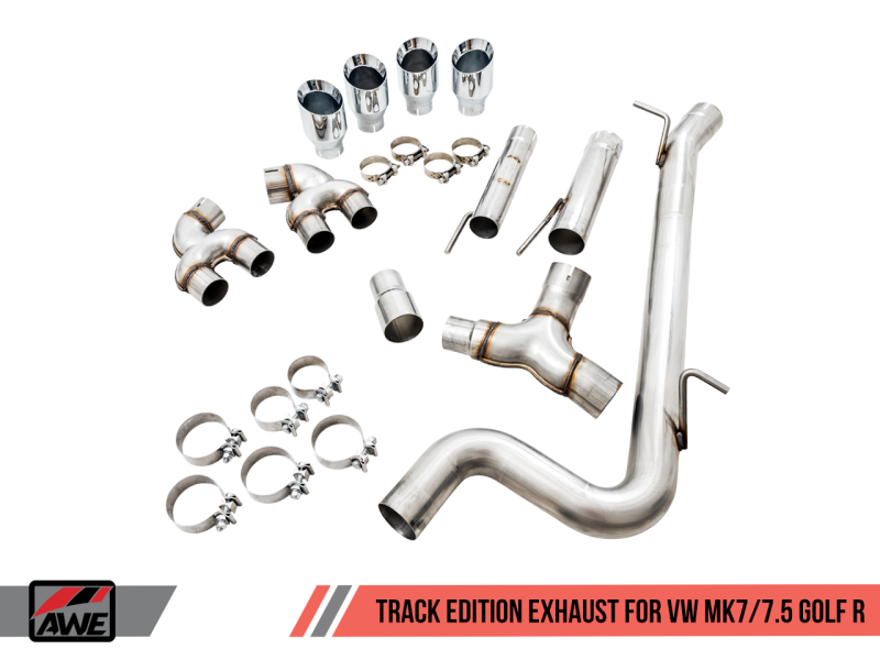 AWE Tuning Mk7 Golf R Track Edition Exhaust w/Chrome Silver Tips 102mm - Eaton Motorsports