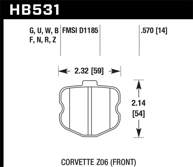 Hawk 06-10 Chevy Corvette (OEM Pad Design) Front Ceramic Sreet Brake Pads - Eaton Motorsports